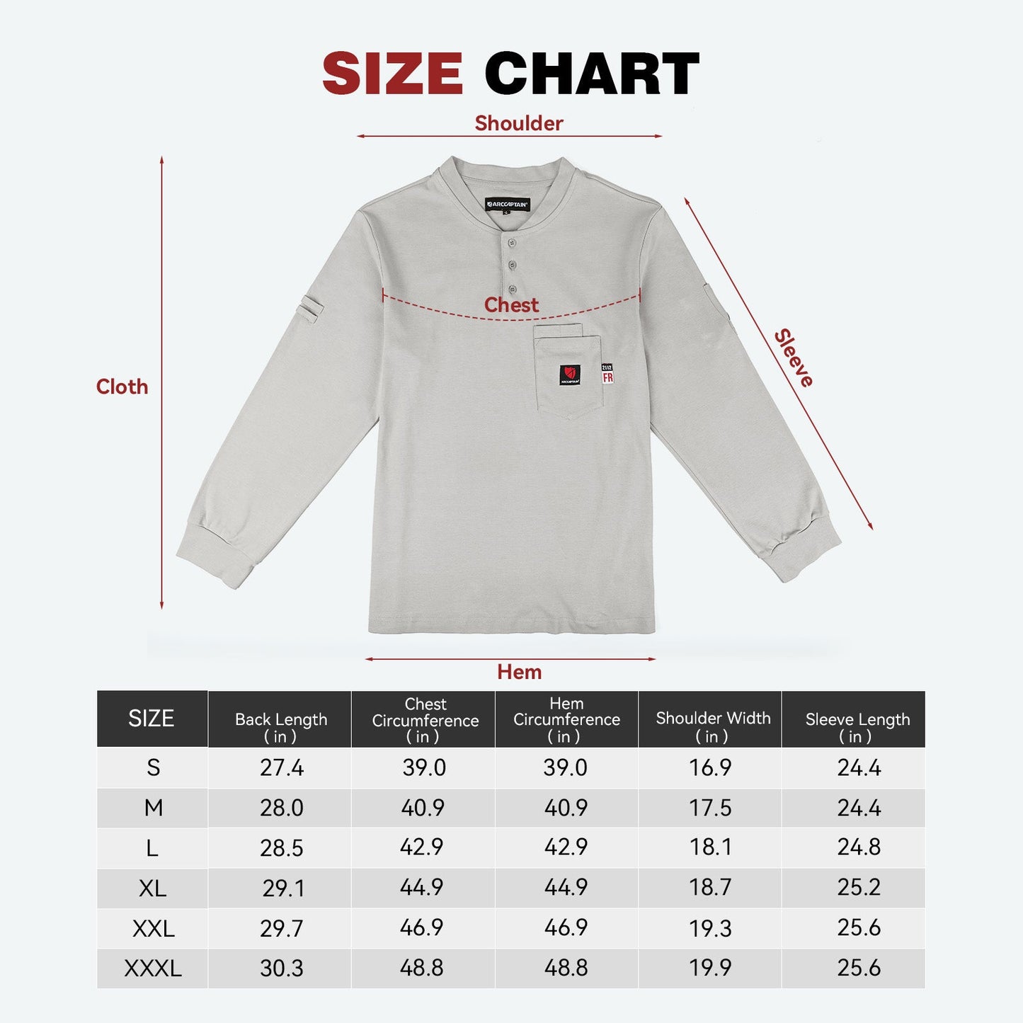 Arccaptain 100% Cotton FR Welding Shirt Long Sleeve Work Shirts