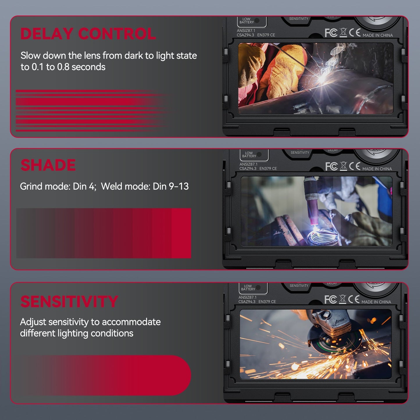 EXSpace X100 Welding Helmet Auto Dark with Light Black